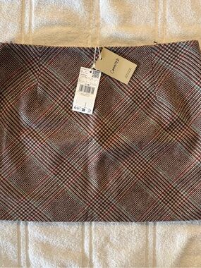 Mango Committed Plaid Wool
Blend Mini Skirt Brown Burgundy NWT Size L